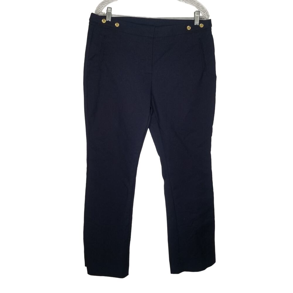 Anne Klein Dress Pants Women's Gold Button Detail, Blue, Size 12